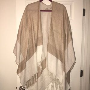 ivory and tan Loft poncho